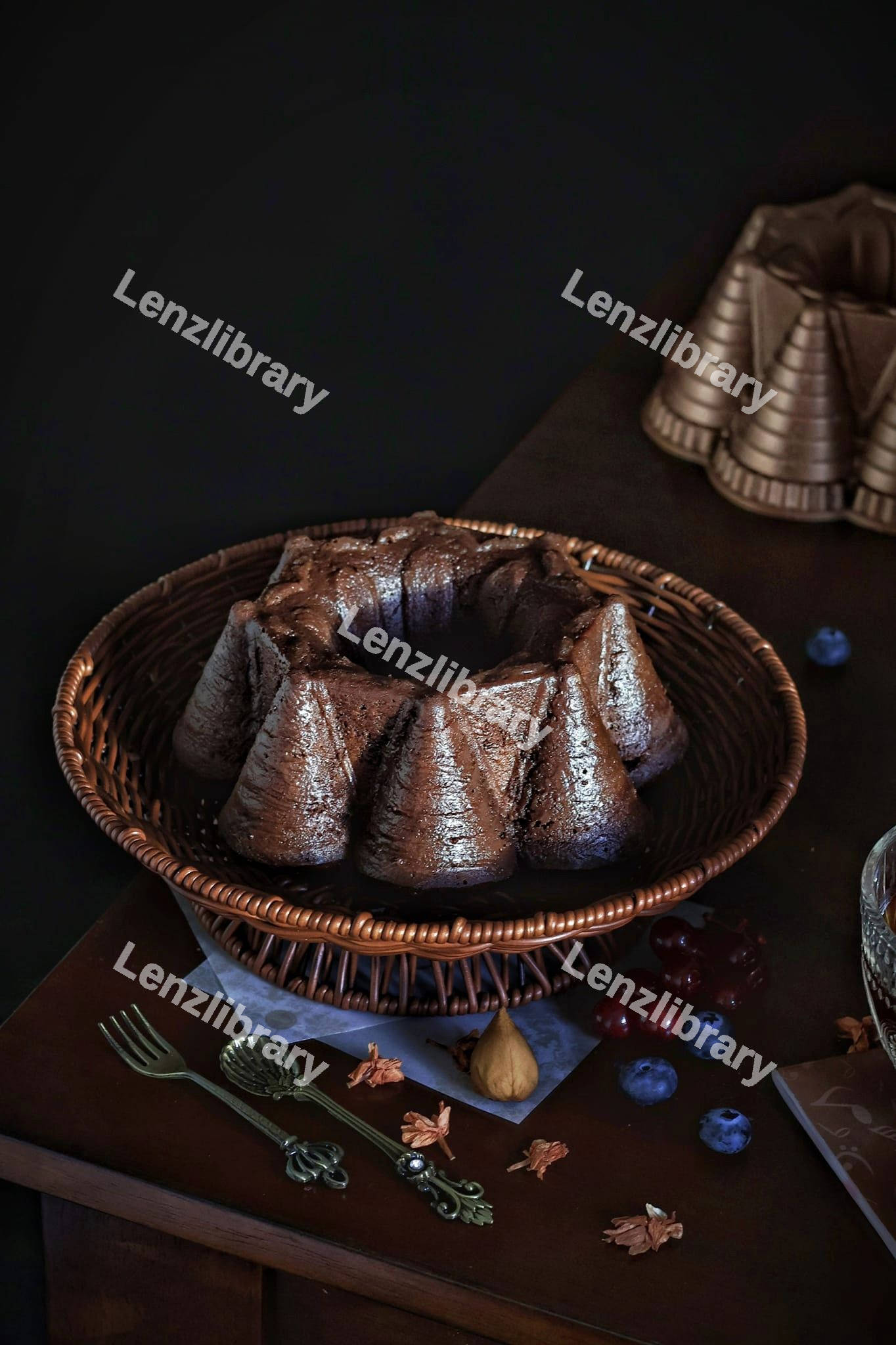 Chocolate cake on the stand